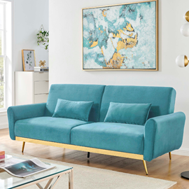 Cyano canapé convertible 3 places en velours bleu