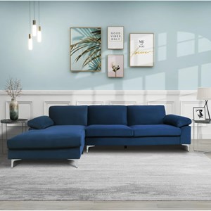 Galway canapé d'angle gauche 4-5 places en velours bleu