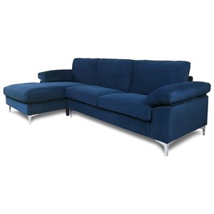 Galway canapé d'angle gauche 4-5 places en velours bleu