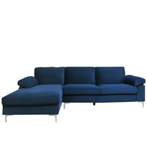 Galway canapé d'angle gauche 4-5 places en velours bleu