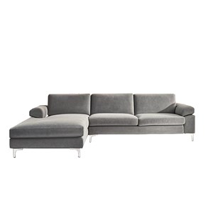 Galway canapé d'angle gauche 4-5 places en velours gris