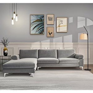 Galway canapé d'angle gauche 4-5 places en velours gris