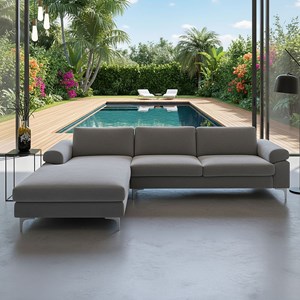 Galway canapé d'angle gauche 4-5 places en velours gris