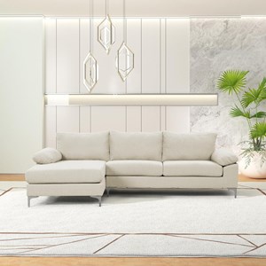 Galway canapé d'angle gauche 4-5 places en velours beige