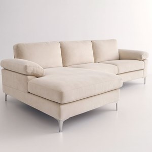 Galway canapé d'angle gauche 4-5 places en velours beige