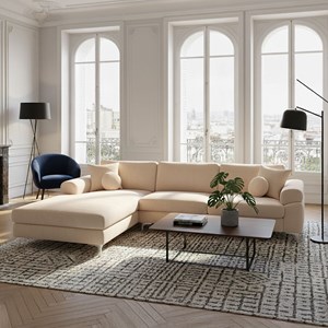 Galway canapé d'angle gauche 4-5 places en velours beige