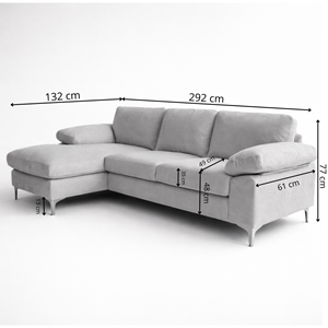 Galway canapé d'angle gauche 4-5 places en velours beige