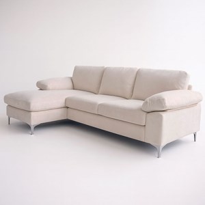 Galway canapé d'angle gauche 4-5 places en velours beige