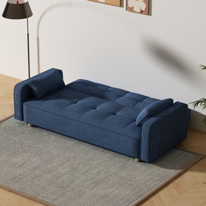 Copenhague canapé scandinave convertible 3 places en velours côtelé bleu