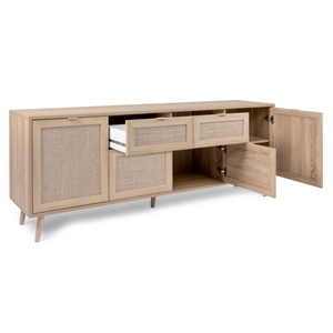 Tivat buffet avec tiroirs et placards effet cannage