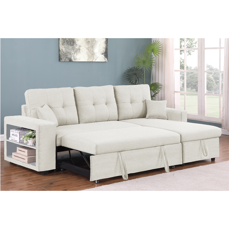 Glasgow canapé d'angle convertible beige 4 places