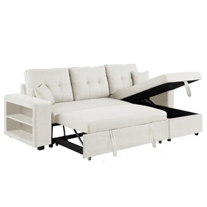 Glasgow canapé d'angle convertible beige 4 places