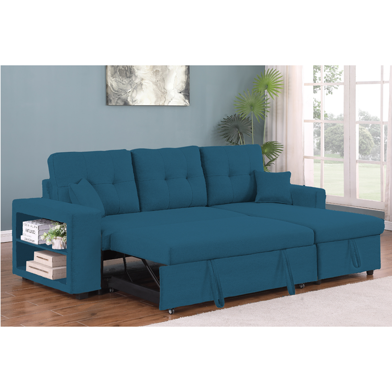 Glasgow canapé d'angle convertible bleu 4 places