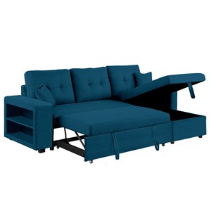 Glasgow canapé d'angle convertible bleu 4 places