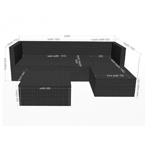 Lecci salon de jardin en résine tressée 4 places gris-beige