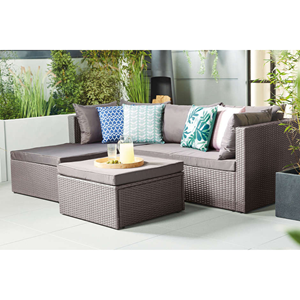 Lecci salon de jardin en résine tressée 4 places gris-gris foncé