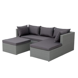 Lecci salon de jardin en résine tressée 4 places gris-gris foncé