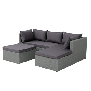 Lecci salon de jardin en résine tressée 4 places gris-gris foncé