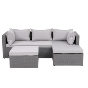 Lecci salon de jardin en résine tressée 4 places gris-gris clair