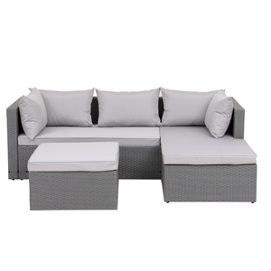 Lecci salon de jardin en résine tressée 4 places gris-gris clair