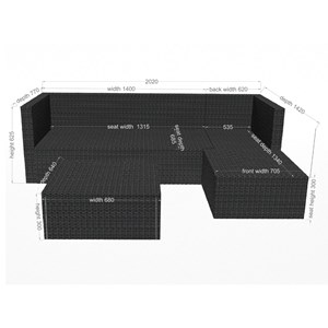 Lecci salon de jardin en résine tressée 4 places gris-gris clair