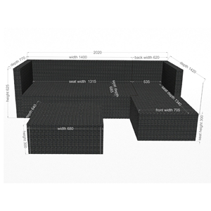 Lecci salon de jardin en résine tressée 4 places gris-gris clair