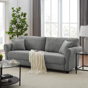 Lucerne canapé droit en tissu 4 places gris clair