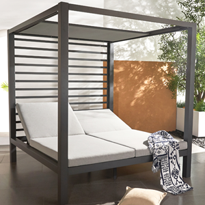 Matala lit de jardin 2 places structure aluminium gris foncé