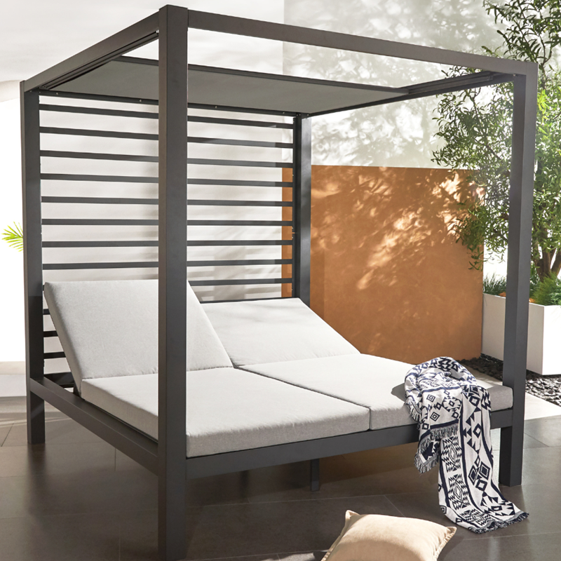 Concept Usine - Matala lit de jardin 2 places structure aluminium gris foncé