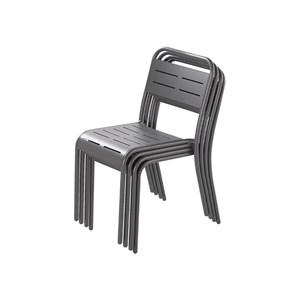 Bergame lot de 6 chaises en acier gris foncé
