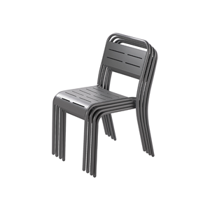 Bergame lot de 6 chaises en acier gris foncé