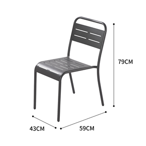 Bergame lot de 6 chaises en acier gris foncé
