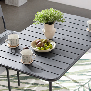 Bergame table en acier 4-6 places gris foncé