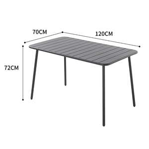 Bergame table en acier 4-6 places gris foncé