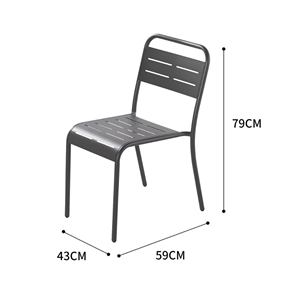 Bergame lot de 4 chaises en acier gris foncé