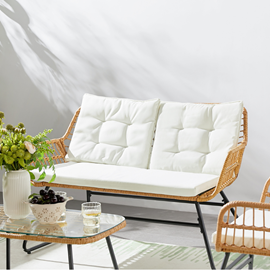 Grenade salon de jardin bas 4 places effet rotin