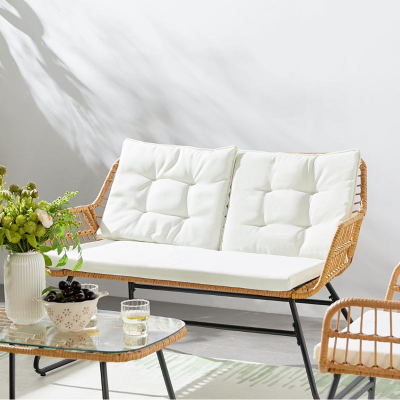 Grenade salon de jardin bas 4 places effet rotin