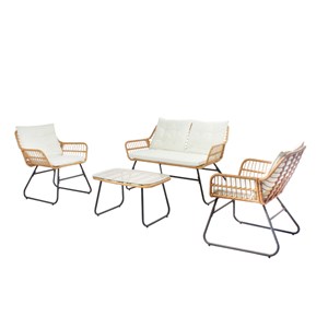 Grenade salon de jardin bas 4 places effet rotin