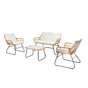 Grenade salon de jardin bas 4 places effet rotin