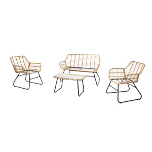 Grenade salon de jardin bas 4 places effet rotin