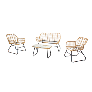 Grenade salon de jardin bas 4 places effet rotin