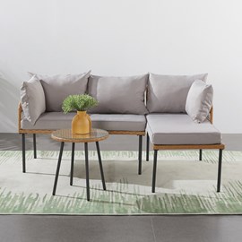 Lecce salon de jardin d'angle 3 places effet rotin