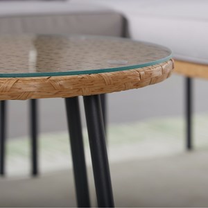 Lecce salon de jardin d'angle 3 places effet rotin