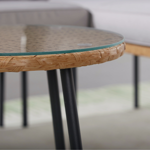 Lecce salon de jardin d'angle 3 places effet rotin