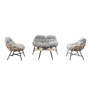 Evora salon de jardin 4 places canapé + fauteuils gris foncé