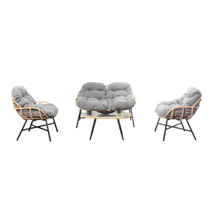 Evora salon de jardin 4 places canapé + fauteuils gris foncé