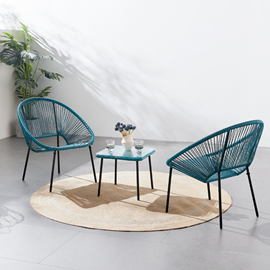 Acapulco set de 2 fauteuils + table basse bleu