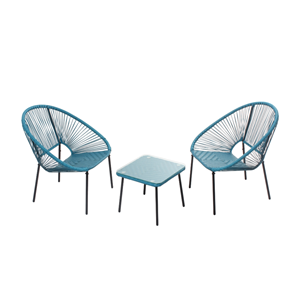 Acapulco set de 2 fauteuils + table basse bleu