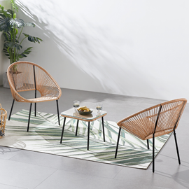 Acapulco set de 2 fauteuils + table basse naturel