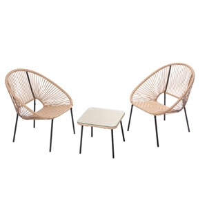 Acapulco set de 2 fauteuils + table basse naturel